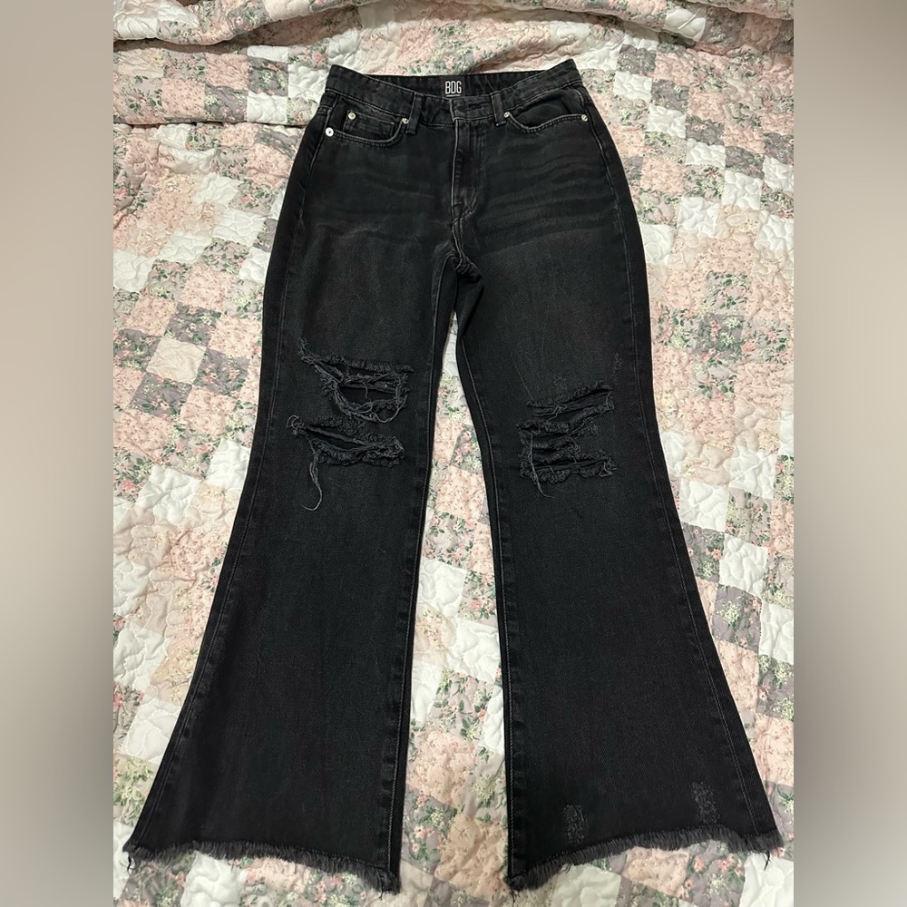BDG Urban Outfitters Women’s Denim Raw Hem Distressed Flare Bell Bottom Jeans